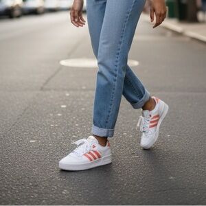Nearly new ADIDAS Light orange striped rivalry Women's Sz 9